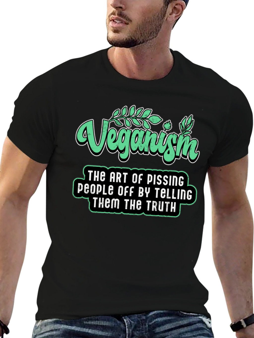 Veganism Funny Slogan T-Shirt - Black