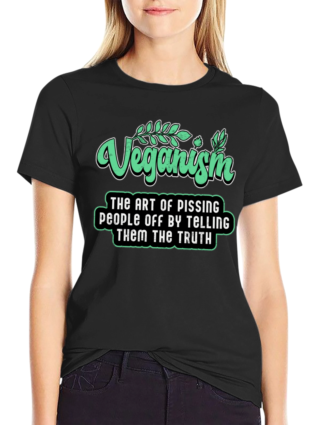 Veganism Funny Slogan T-Shirt - Black