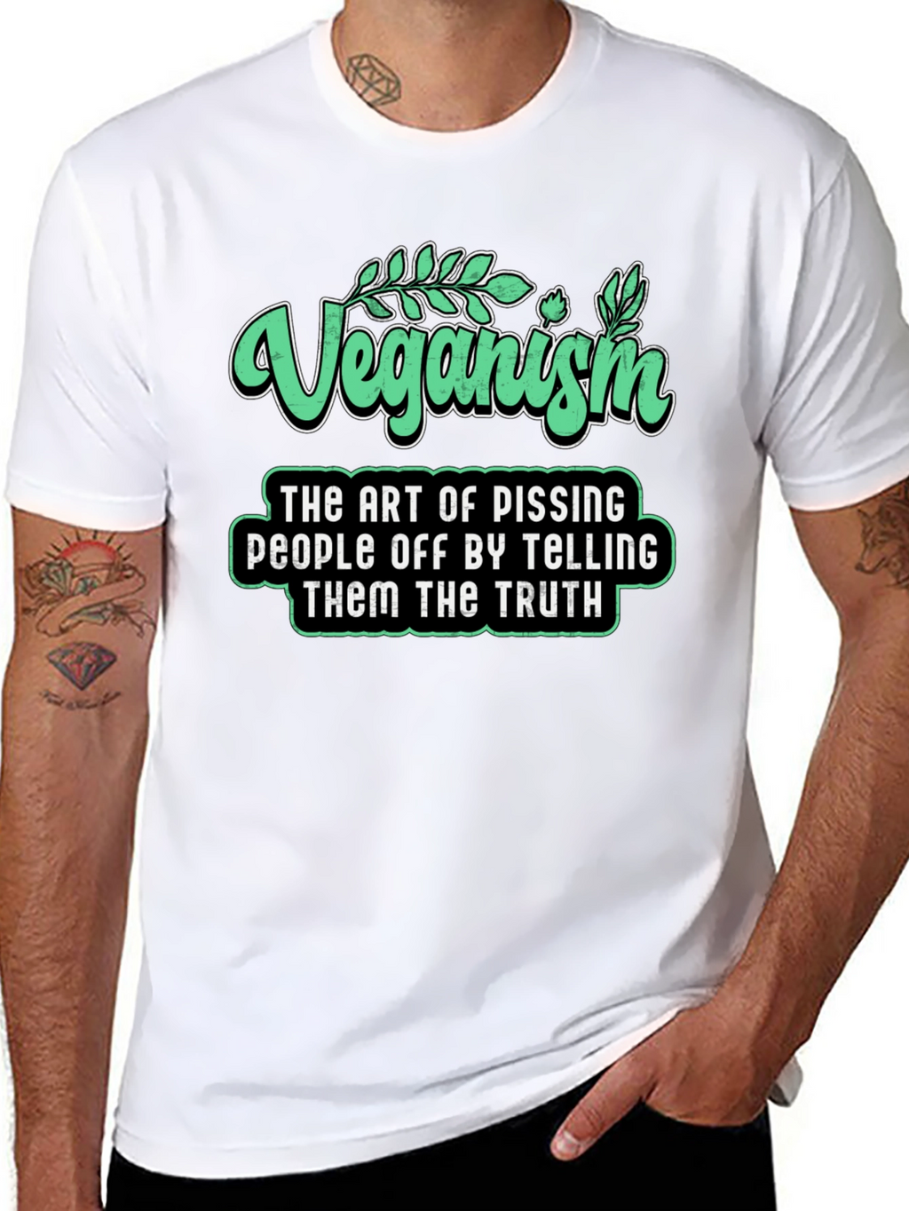 Veganism Funny Slogan T-Shirt - Black