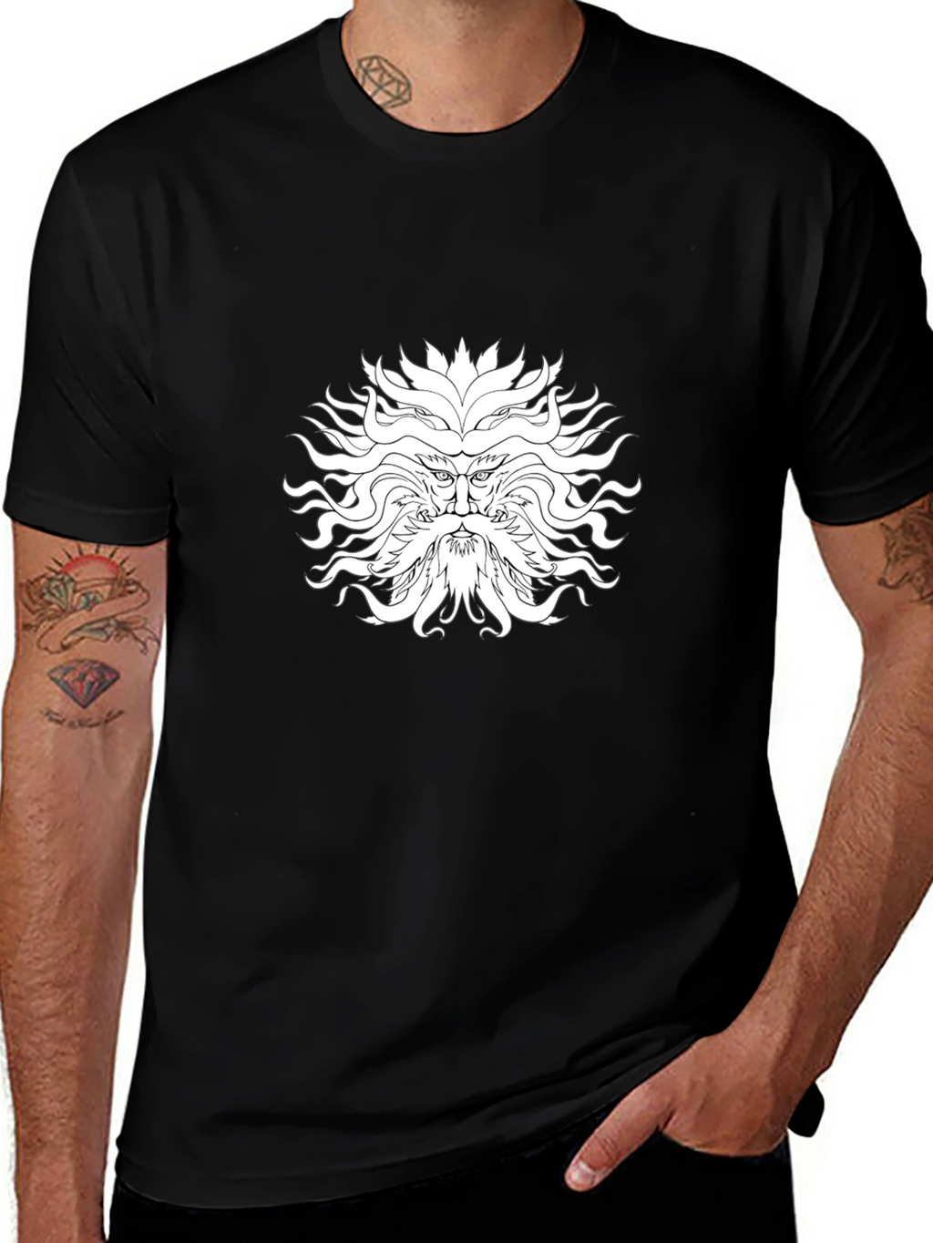 Mythical Face Graphic Black T-Shirt