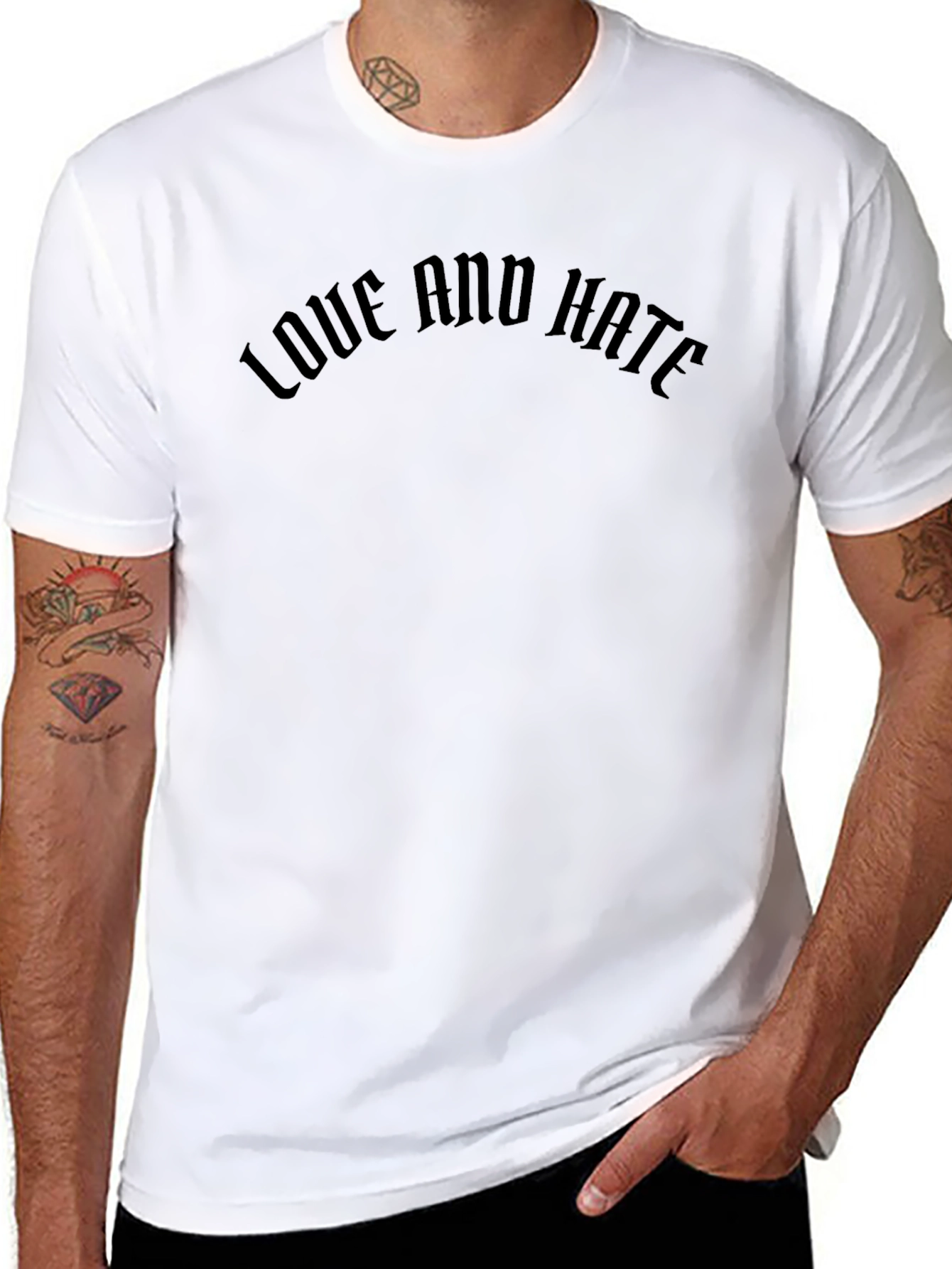 Love and Hate Graphic Tee - Black Cotton Comfort
