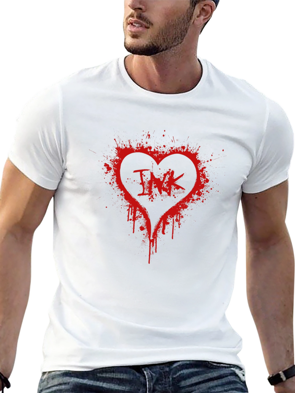 INK Splatter Heart T-Shirt - Black