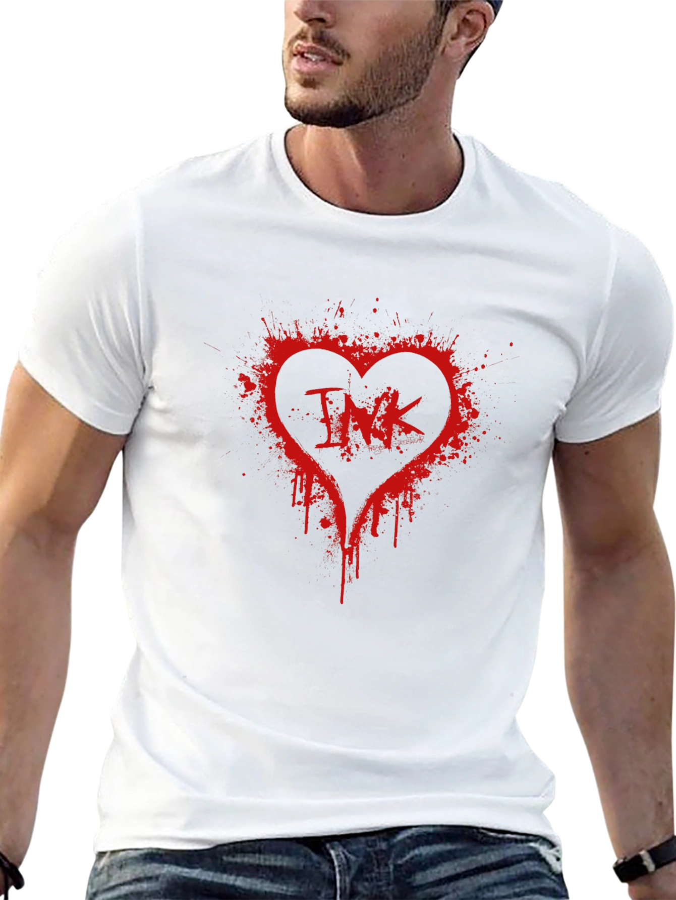 INK Splatter Heart T-Shirt - Black