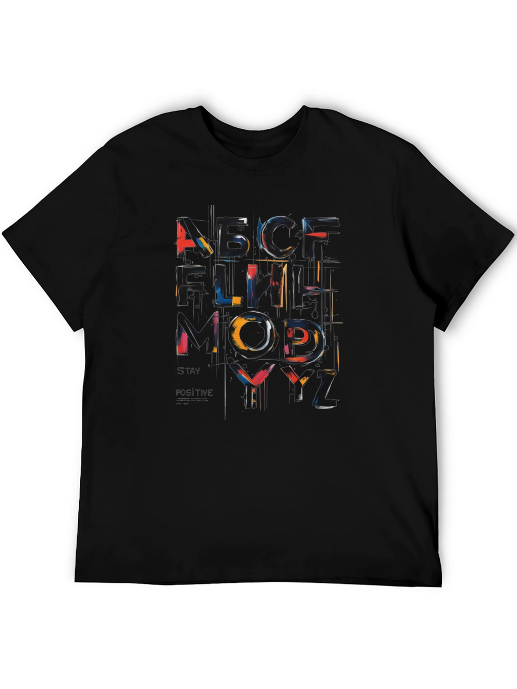 Abstract Alphabet Graphic Black T-Shirt