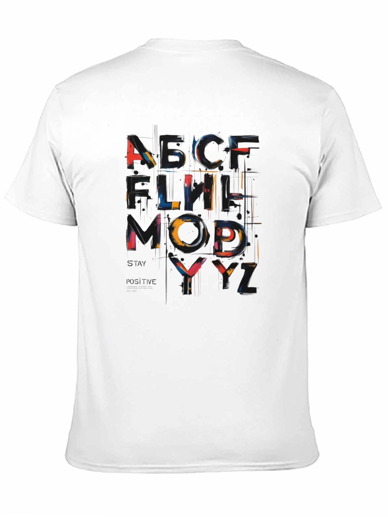 Abstract Alphabet Graphic Black T-Shirt