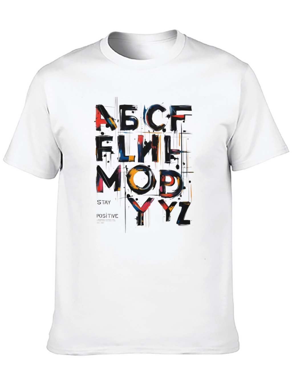 Abstract Alphabet Graphic Black T-Shirt