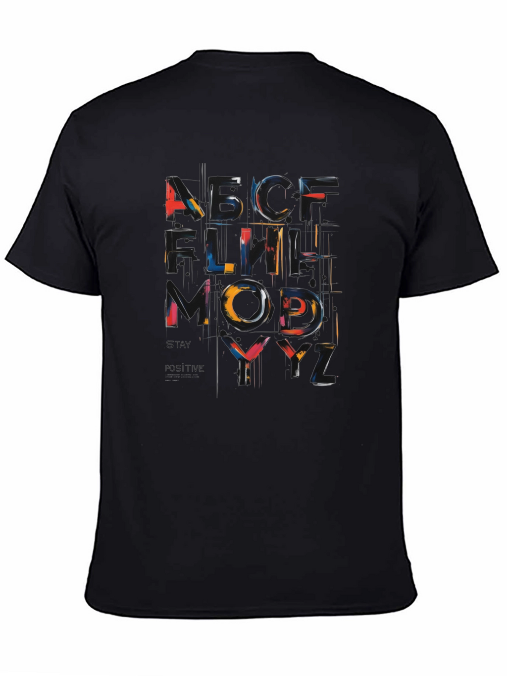 Abstract Alphabet Graphic Black T-Shirt