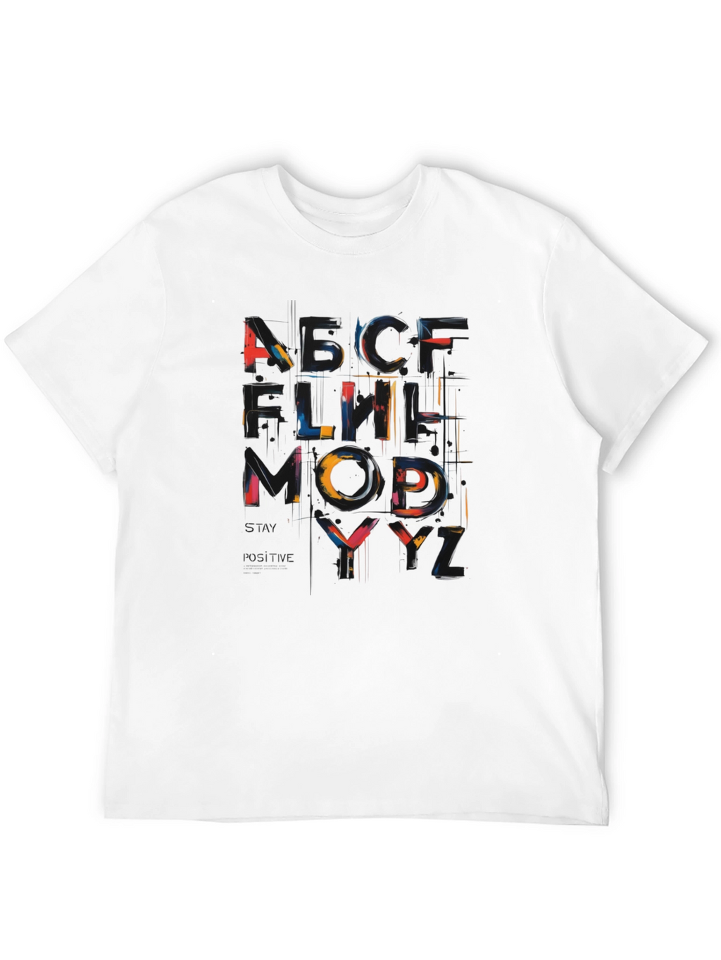 Abstract Alphabet Graphic Black T-Shirt