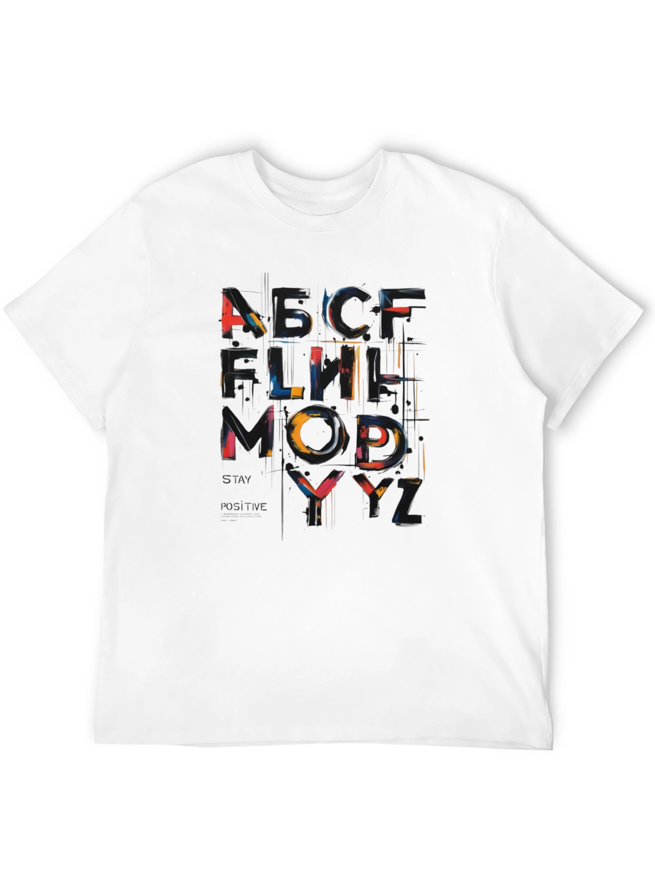 Abstract Alphabet Graphic Black T-Shirt
