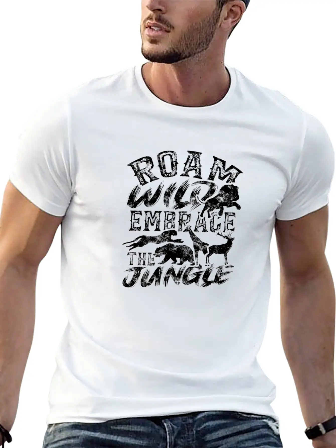 Roam Wild, Embrace The Jungle - Jungle Unisex Short Sleeve Soft Cotton T-Shirt – Casual Everyday Wear