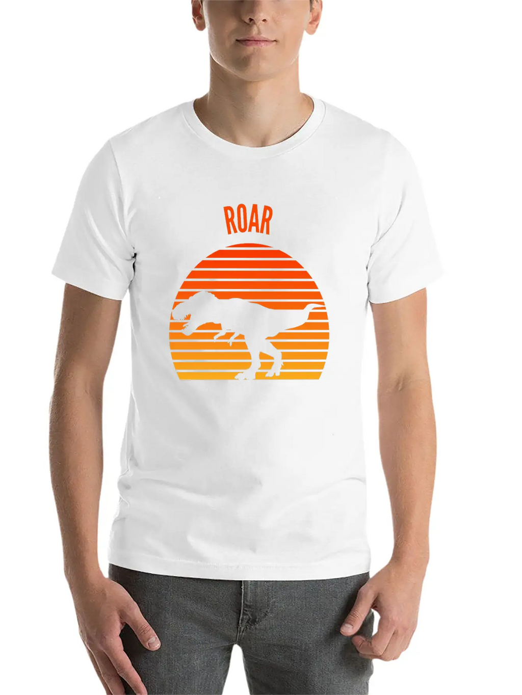 Roar Dinosaurs Vintage Sunset Design Unisex Casual T-Shirt – Clean Design For Daily Comfort