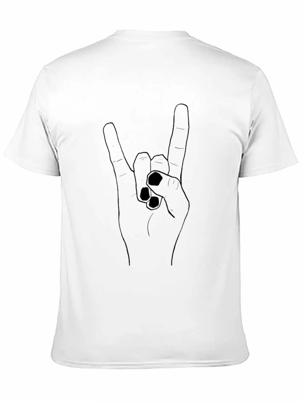 Rock Hands Devilhorns (black Lines) Essential Cotton Tee For Daily Outfits – Unisex Style