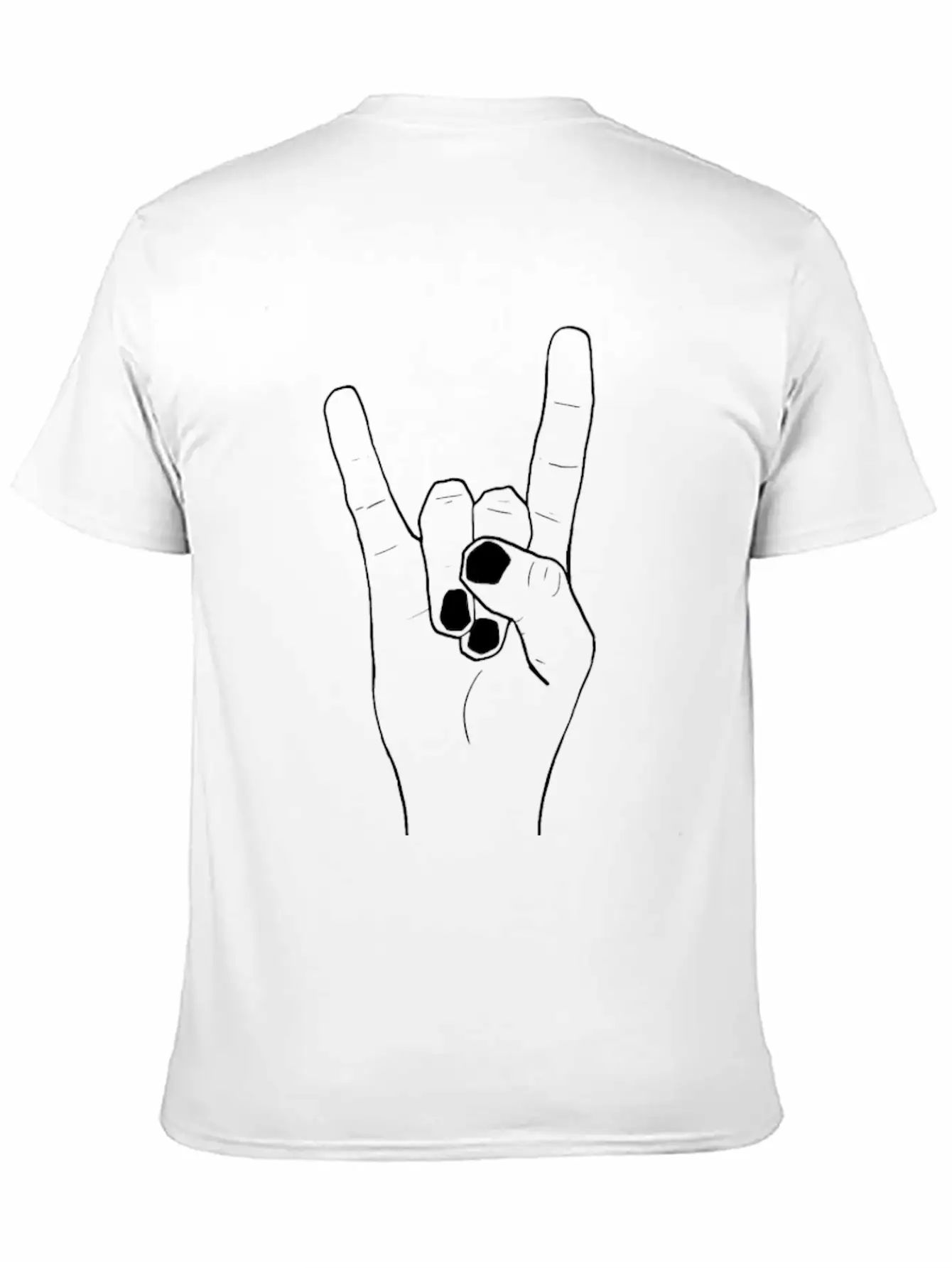 Rock Hands Devilhorns (black Lines) Essential Cotton Tee For Daily Outfits – Unisex Style