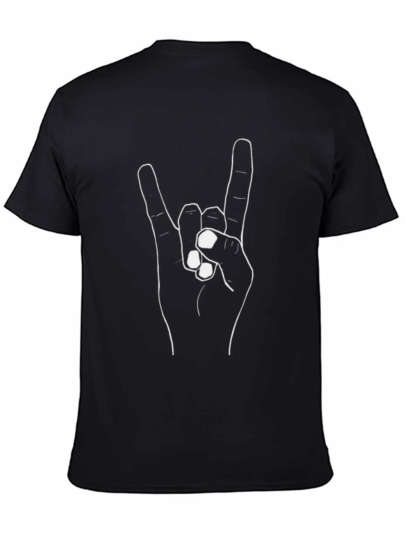 Rock Hands Devilhorns (black Lines) Essential Cotton Tee For Daily Outfits – Unisex Style