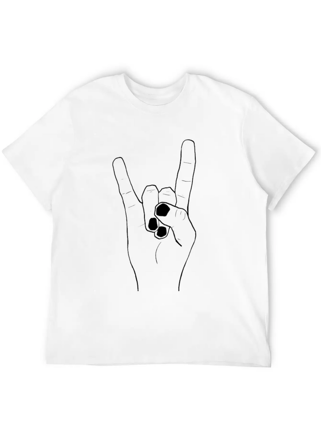 Rock Hands Devilhorns (black Lines) Essential Cotton Tee For Daily Outfits – Unisex Style