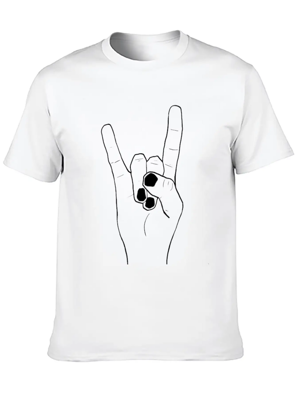 Rock Hands Devilhorns (black Lines) Essential Cotton Tee For Daily Outfits – Unisex Style