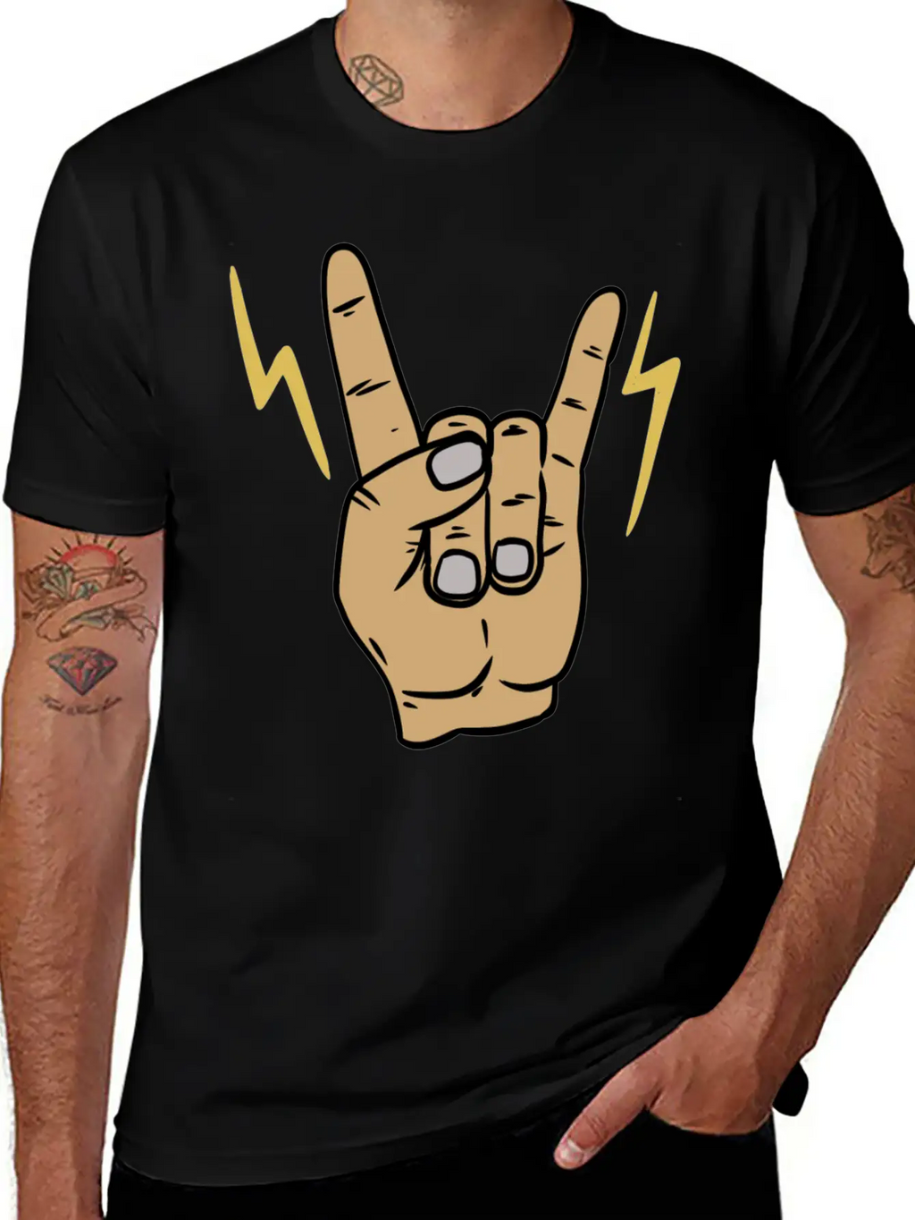 Rock Metal Hand Symbol Casual Graphic T-Shirt – Simple And Comfortable Daily Wear