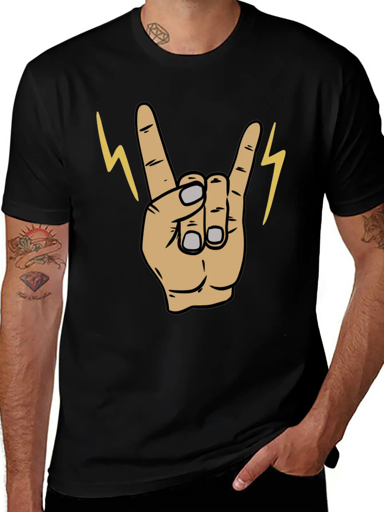 Rock Metal Hand Symbol Casual Graphic T-Shirt – Simple And Comfortable Daily Wear