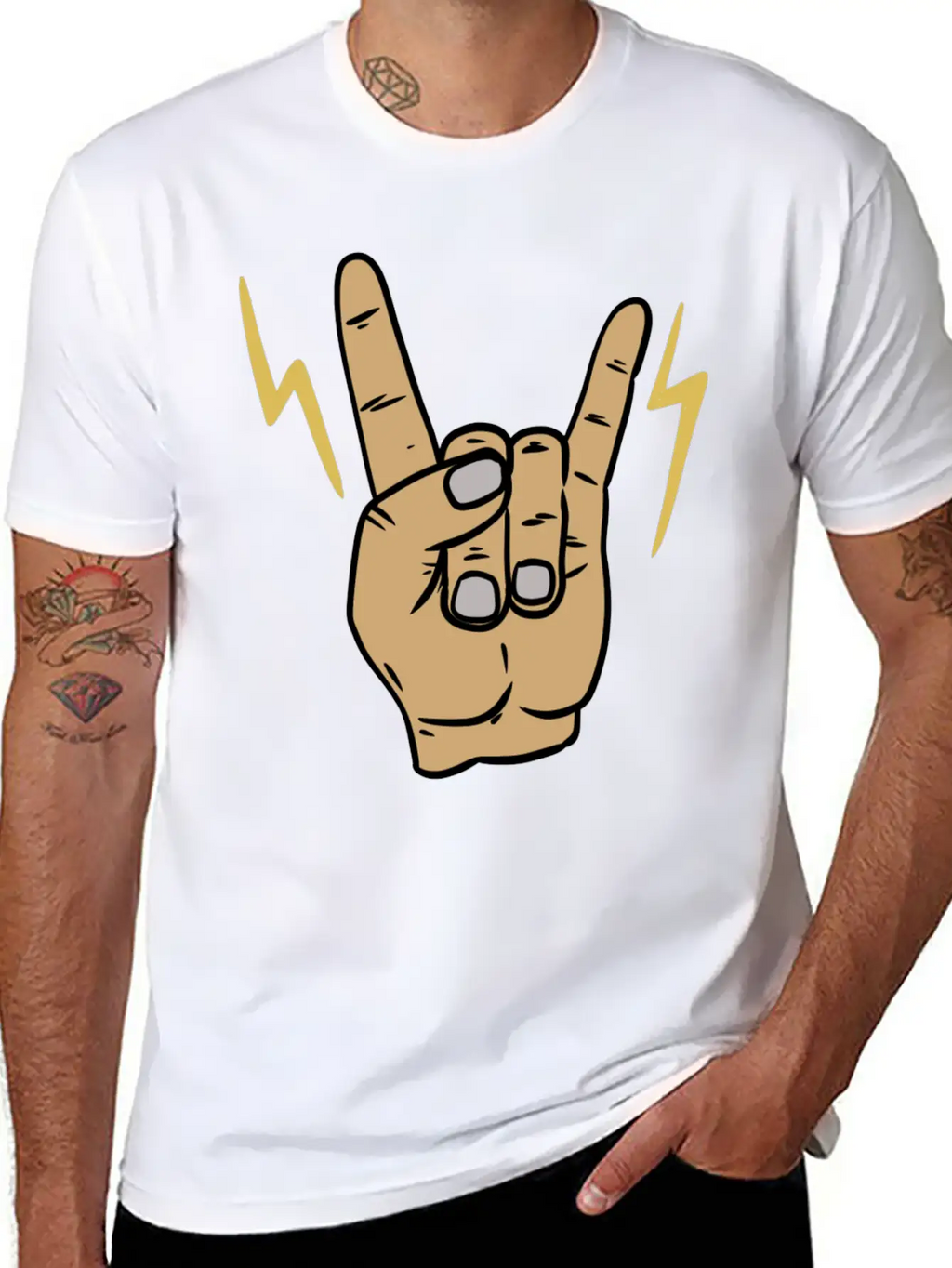 Rock Metal Hand Symbol Casual Graphic T-Shirt – Simple And Comfortable Daily Wear