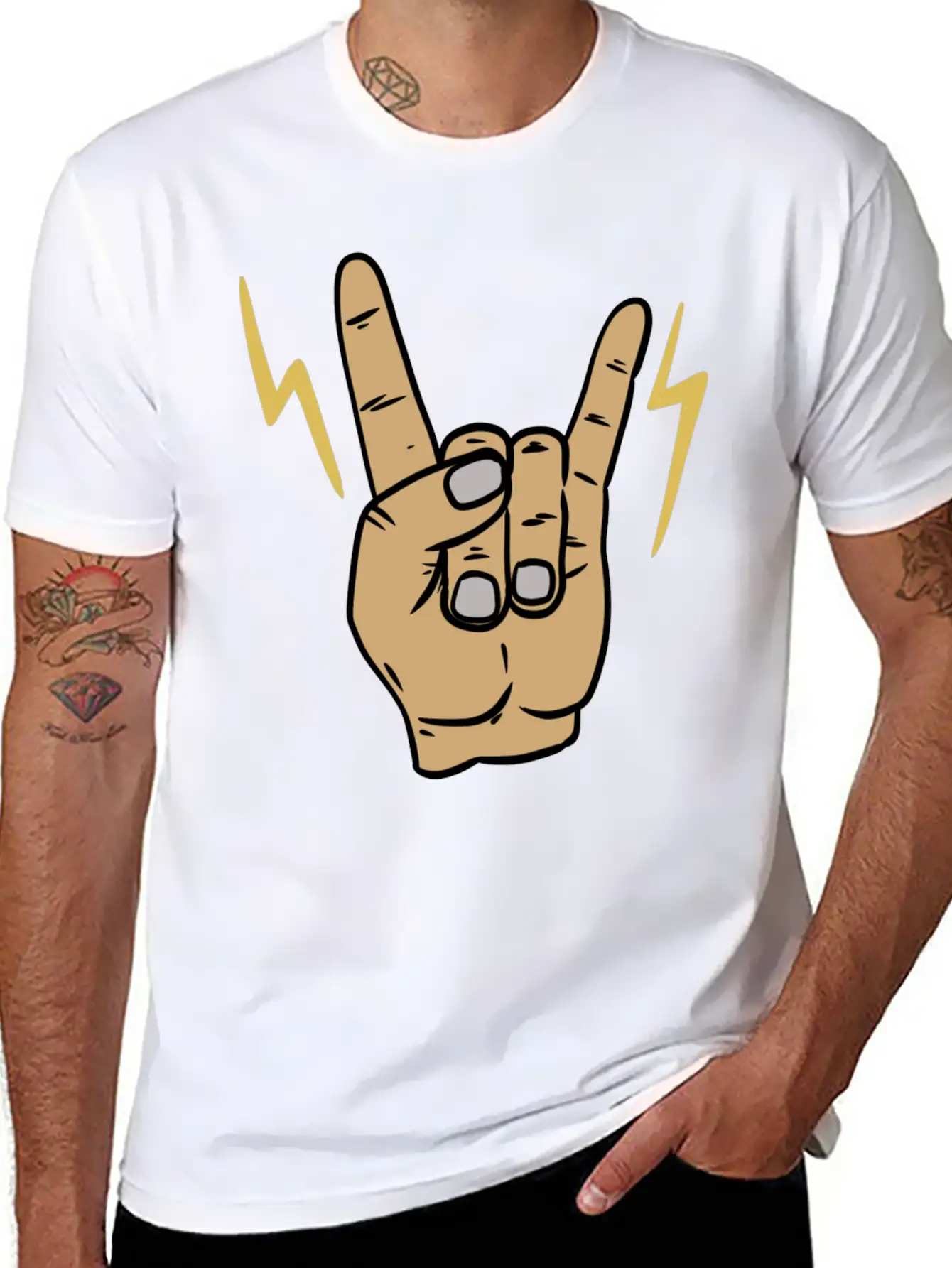 Rock Metal Hand Symbol Casual Graphic T-Shirt – Simple And Comfortable Daily Wear