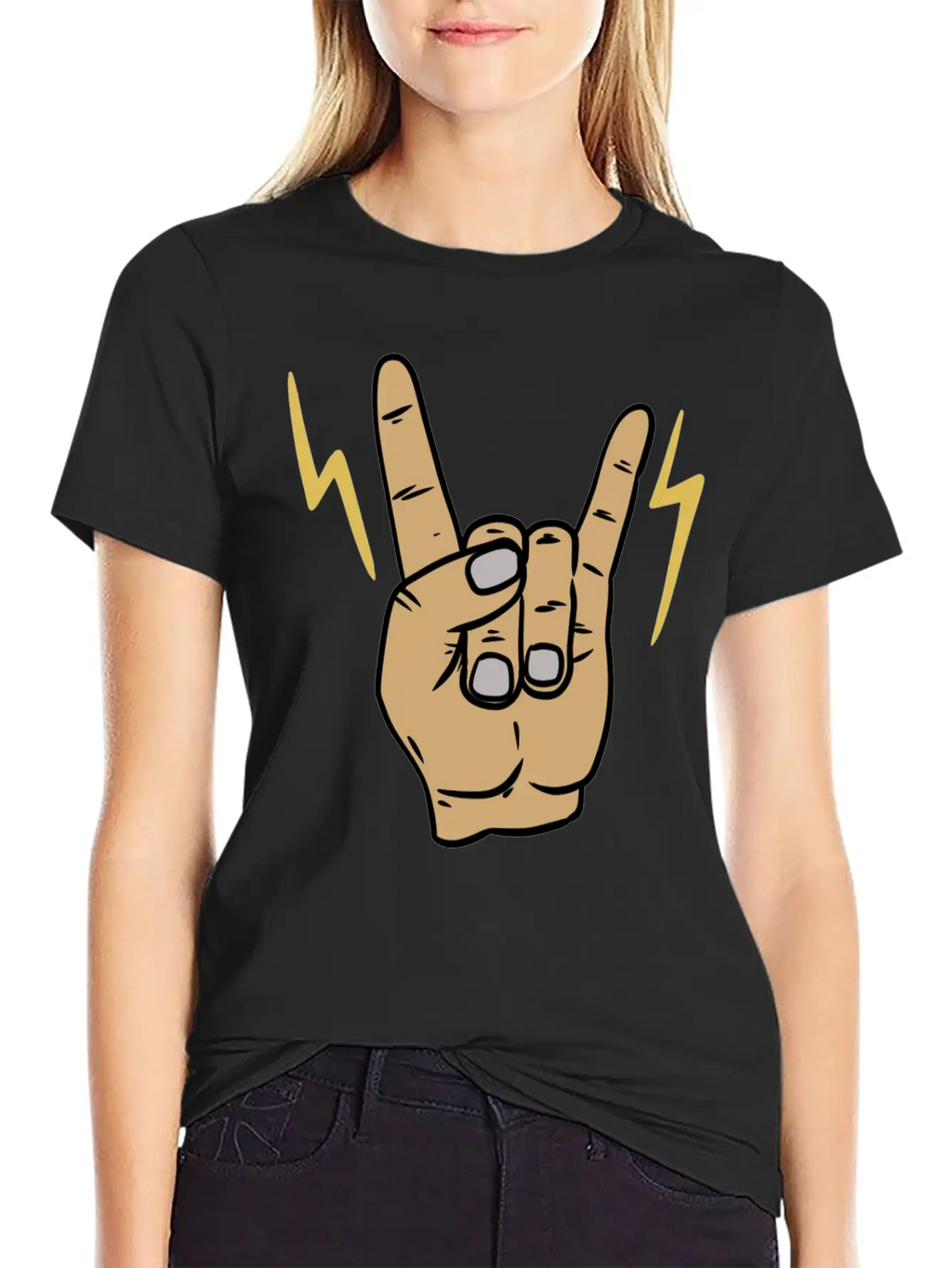 Rock Metal Hand Symbol Casual Graphic T-Shirt – Simple And Comfortable Daily Wear