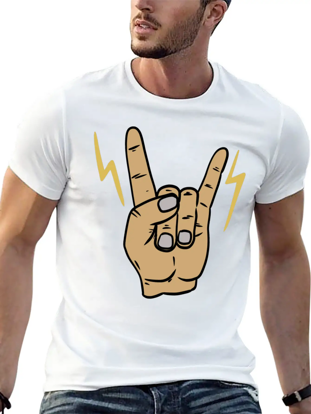 Rock Metal Hand Symbol Casual Graphic T-Shirt – Simple And Comfortable Daily Wear