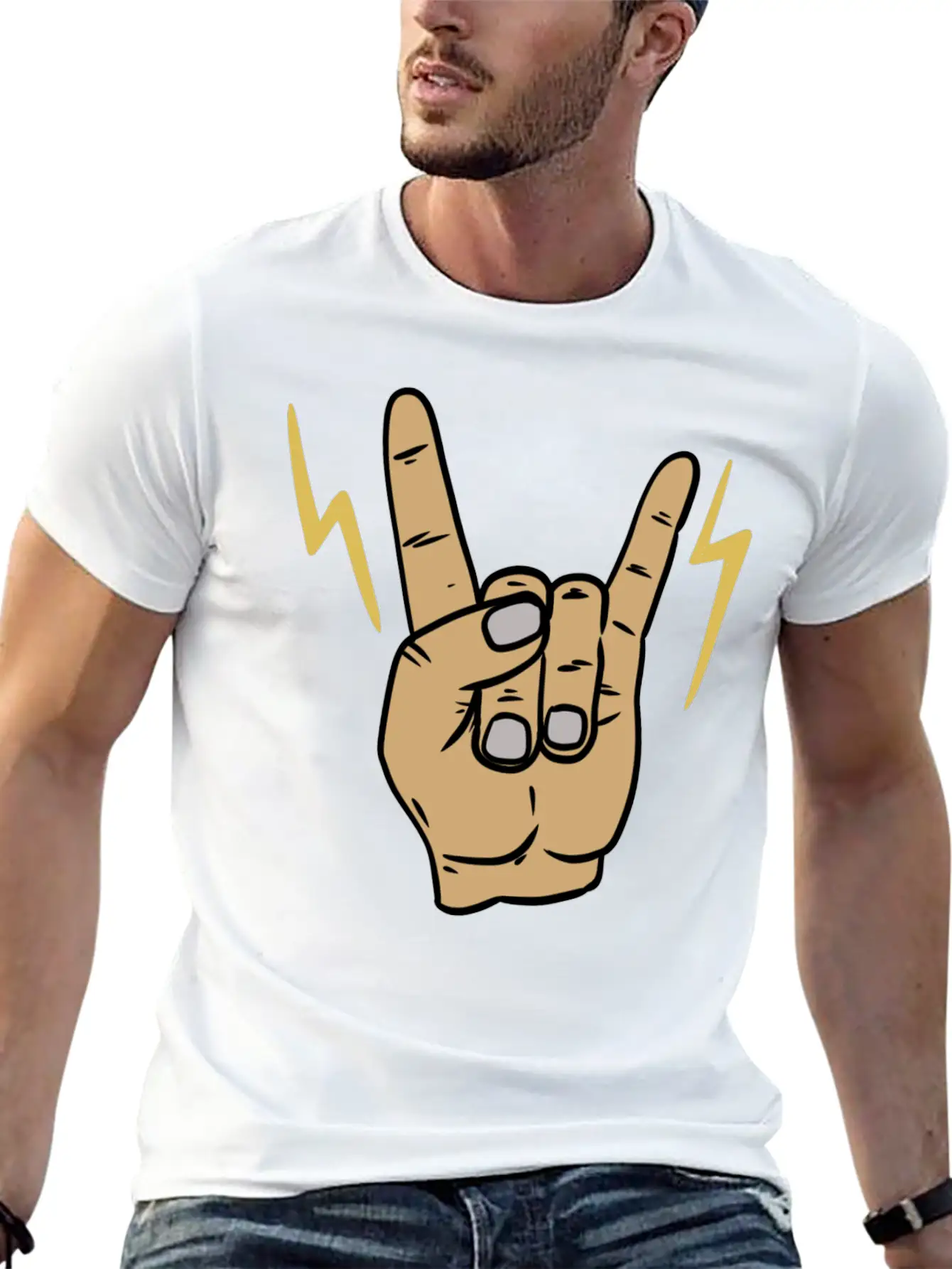 Rock Metal Hand Symbol Casual Graphic T-Shirt – Simple And Comfortable Daily Wear