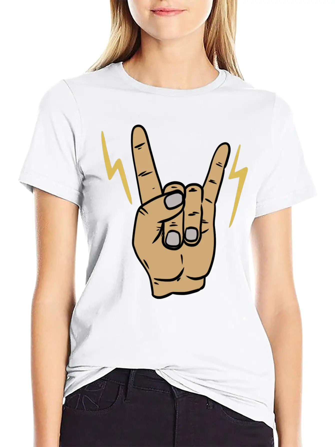 Rock Metal Hand Symbol Casual Graphic T-Shirt – Simple And Comfortable Daily Wear