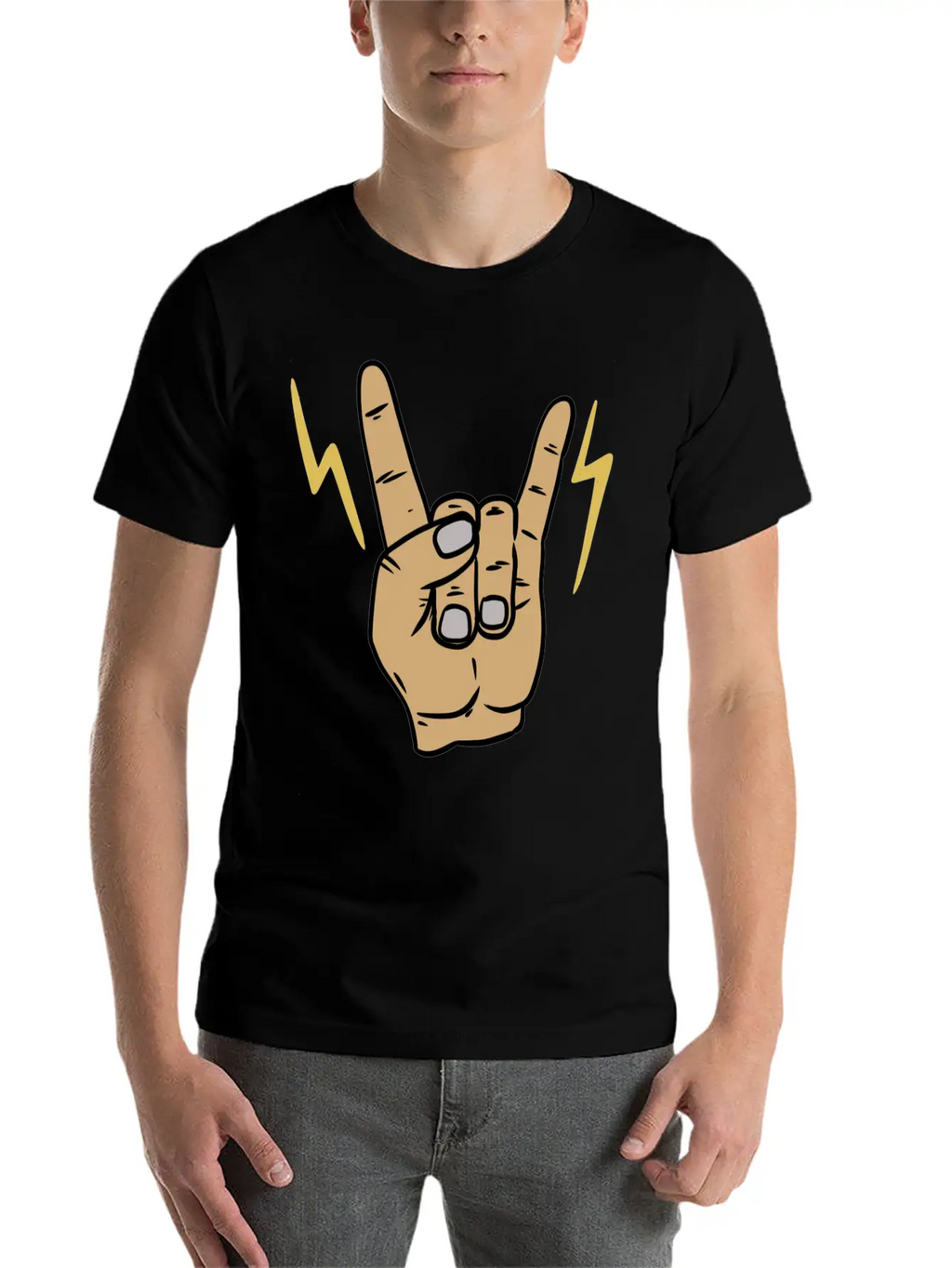 Rock Metal Hand Symbol Casual Graphic T-Shirt – Simple And Comfortable Daily Wear
