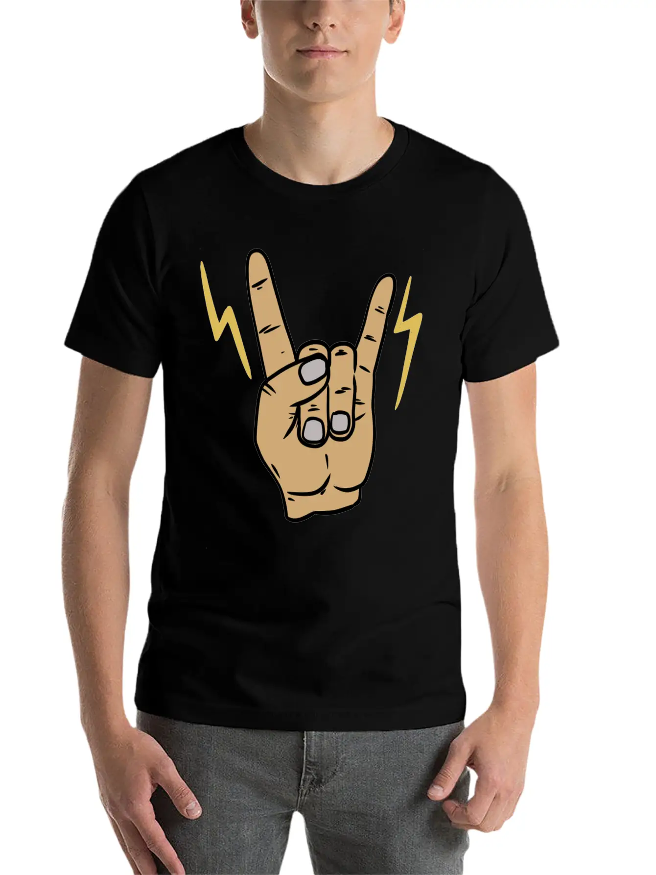 Rock Metal Hand Symbol Casual Graphic T-Shirt – Simple And Comfortable Daily Wear