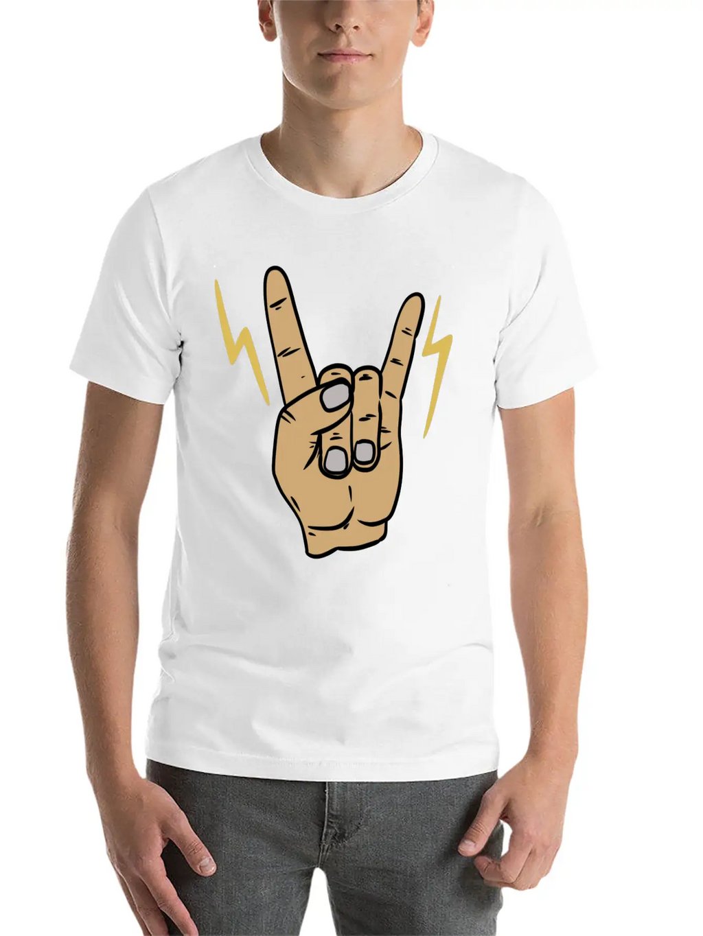 Rock Metal Hand Symbol Casual Graphic T-Shirt – Simple And Comfortable Daily Wear