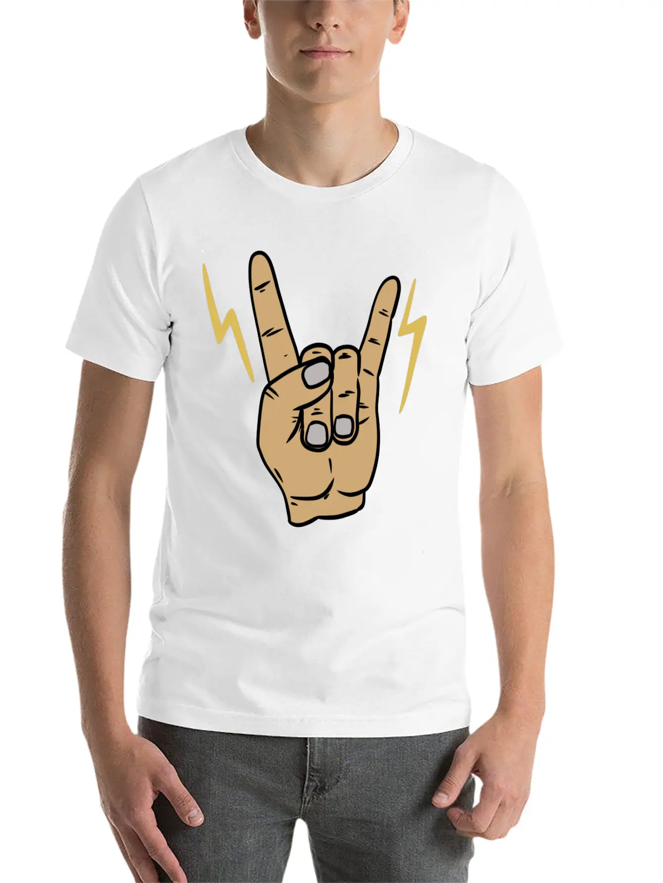 Rock Metal Hand Symbol Casual Graphic T-Shirt – Simple And Comfortable Daily Wear