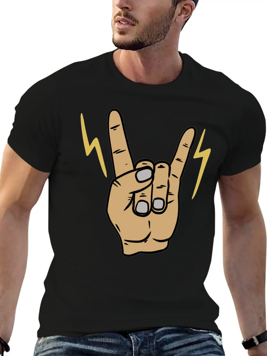 Rock Metal Hand Symbol Casual Graphic T-Shirt – Simple And Comfortable Daily Wear