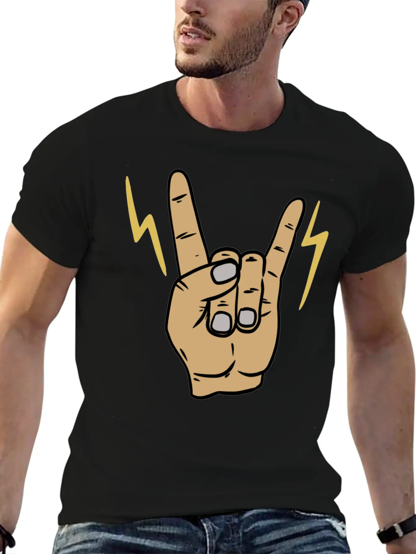 Rock Metal Hand Symbol Casual Graphic T-Shirt – Simple And Comfortable Daily Wear