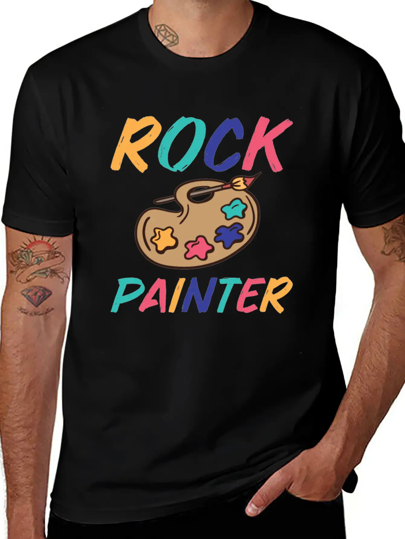 Rock Painting Stylish Everyday T-Shirt – Unisex Basic Cotton Tee