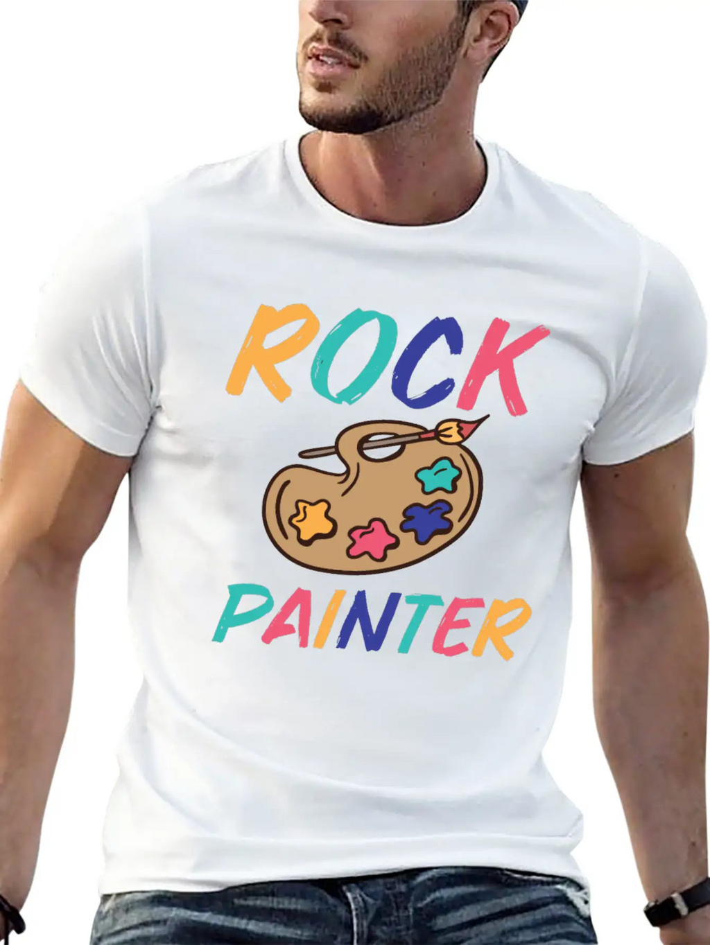 Rock Painting Stylish Everyday T-Shirt – Unisex Basic Cotton Tee