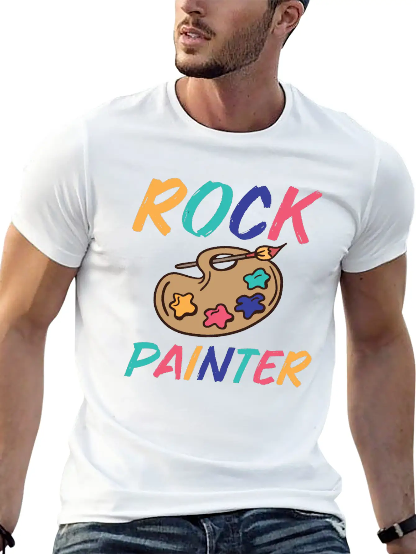 Rock Painting Stylish Everyday T-Shirt – Unisex Basic Cotton Tee