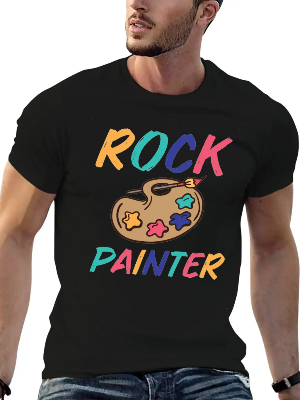 Rock Painting Stylish Everyday T-Shirt – Unisex Basic Cotton Tee