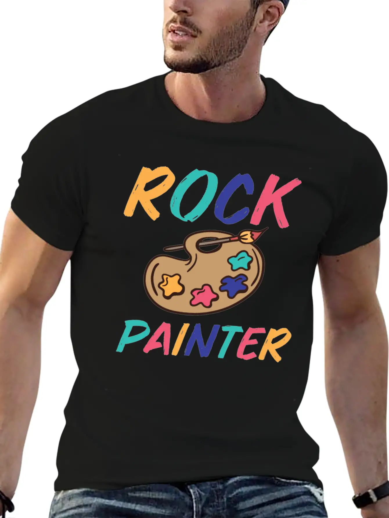 Rock Painting Stylish Everyday T-Shirt – Unisex Basic Cotton Tee