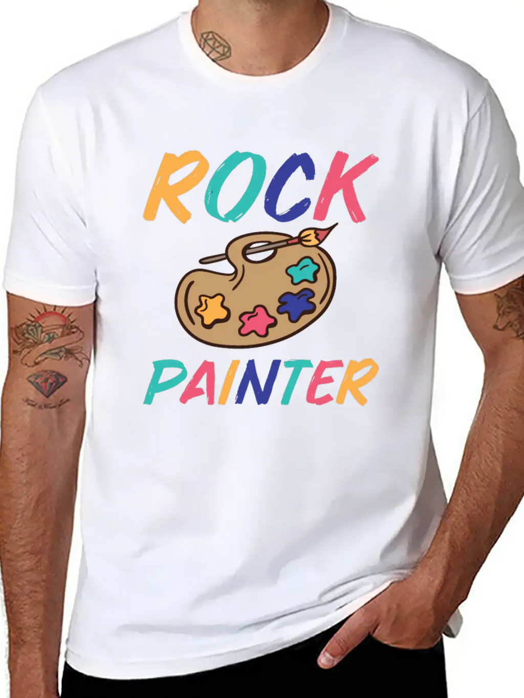 Rock Painting Stylish Everyday T-Shirt – Unisex Basic Cotton Tee