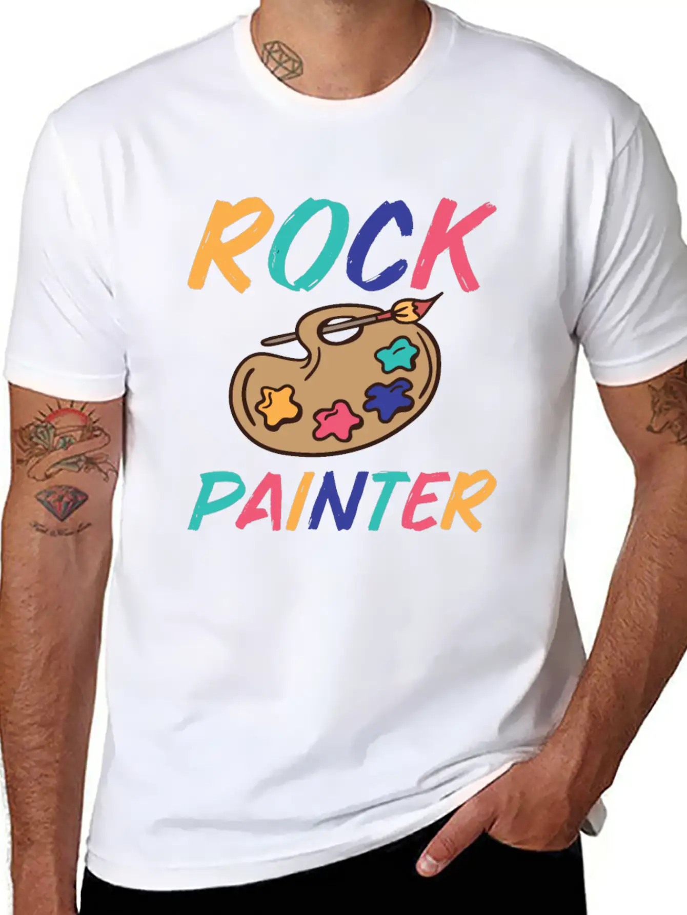 Rock Painting Stylish Everyday T-Shirt – Unisex Basic Cotton Tee