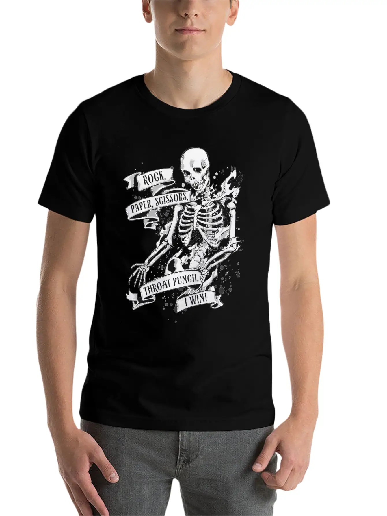 Rock, Paper, Scissors, Throat Punch, I Win Unisex Casual T-Shirt – Clean Design For Daily Comfort