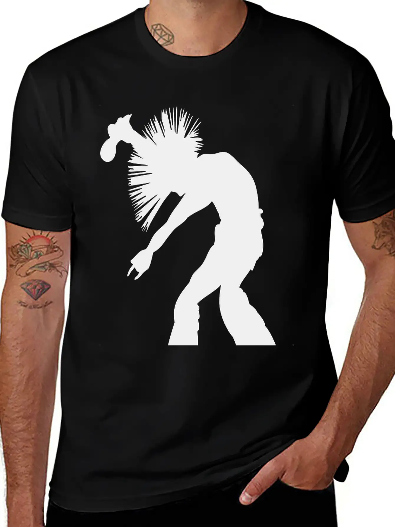 Rock Star Singer With Wild Mohican Style Hair Breathable Soft Cotton T-Shirt – Timeless Casual Look