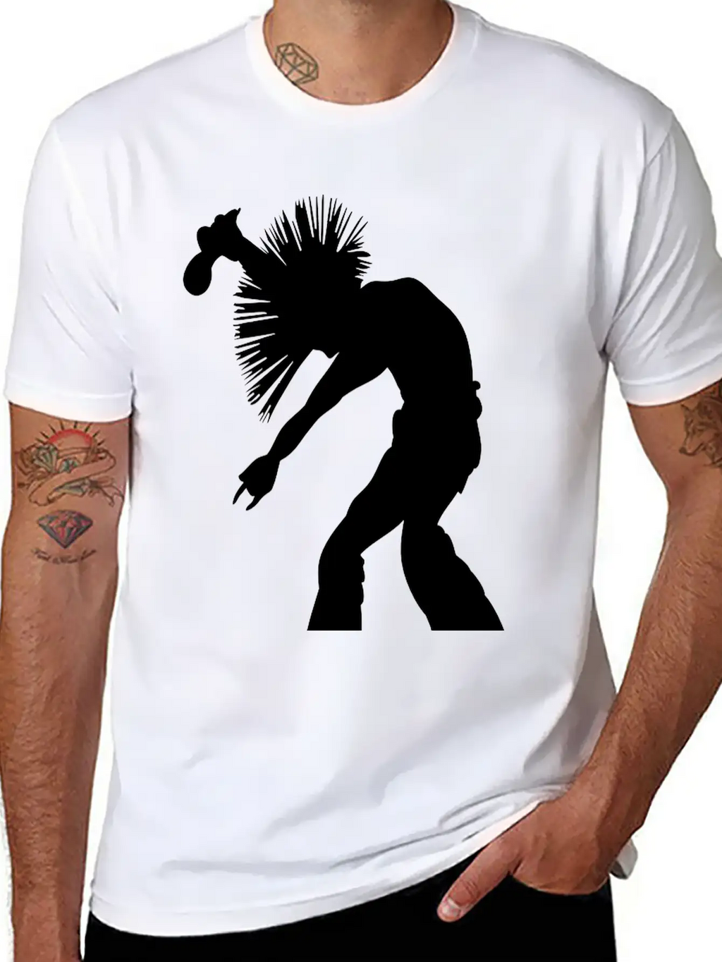 Rock Star Singer With Wild Mohican Style Hair Breathable Soft Cotton T-Shirt – Timeless Casual Look