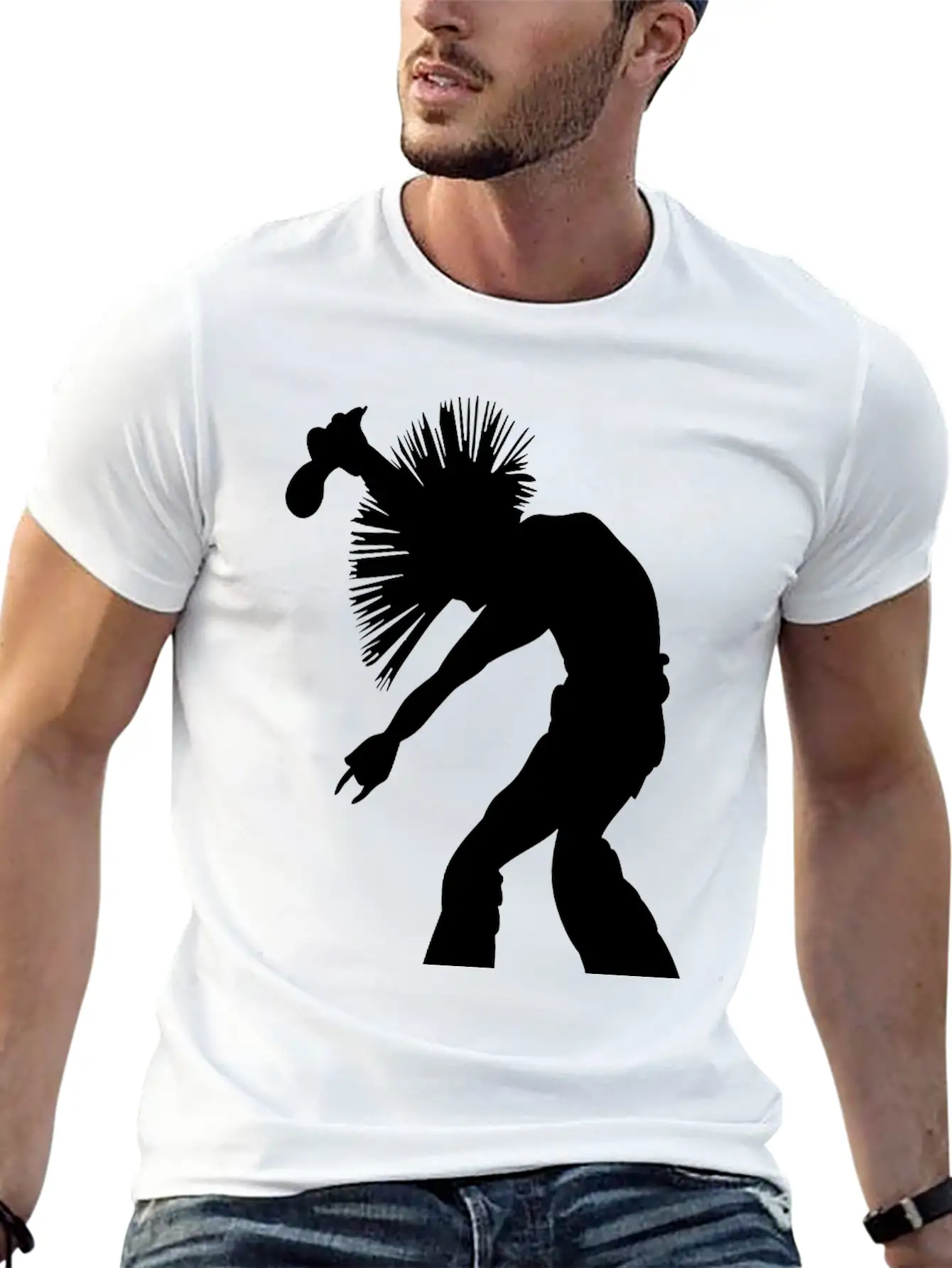 Rock Star Singer With Wild Mohican Style Hair Breathable Soft Cotton T-Shirt – Timeless Casual Look