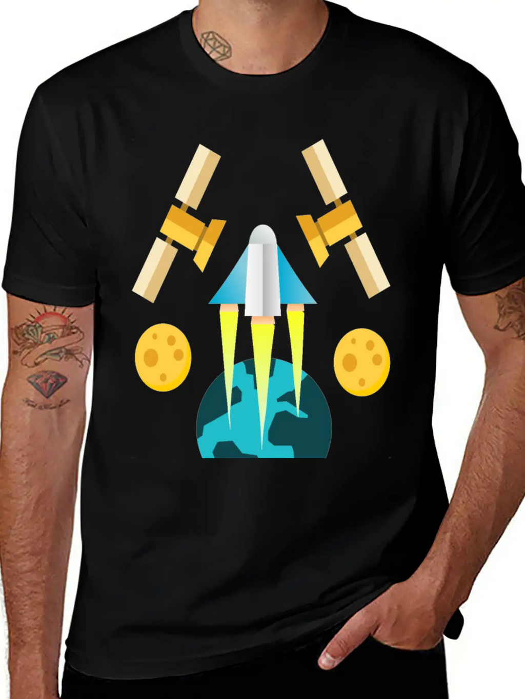 Rocket In Space Unisex Short Sleeve Soft Cotton T-Shirt – Casual Everyday Wear