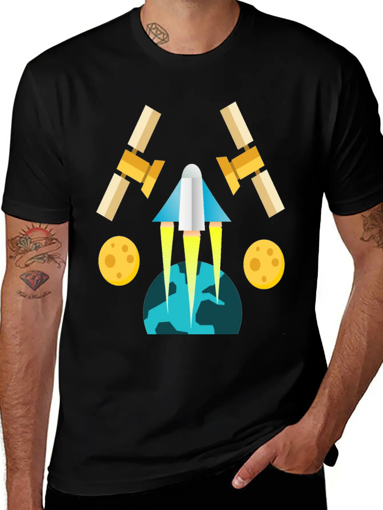 Rocket In Space Unisex Short Sleeve Soft Cotton T-Shirt – Casual Everyday Wear
