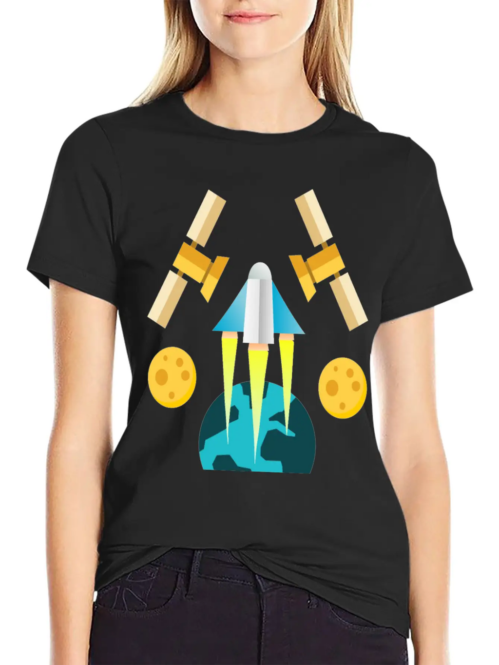 Rocket In Space Unisex Short Sleeve Soft Cotton T-Shirt – Casual Everyday Wear