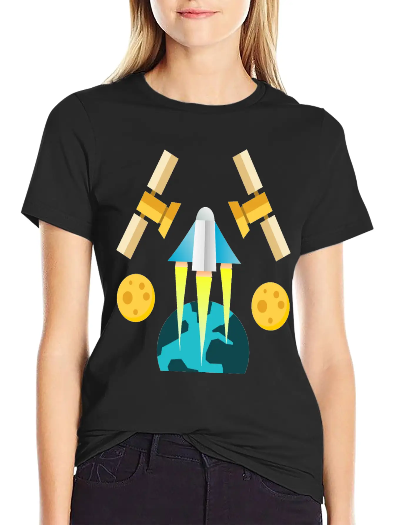 Rocket In Space Unisex Short Sleeve Soft Cotton T-Shirt – Casual Everyday Wear