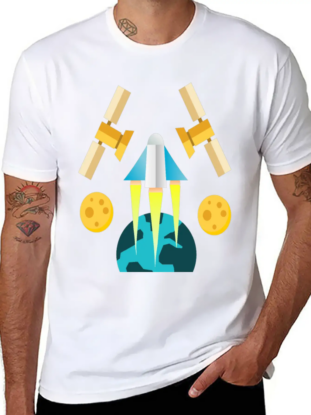 Rocket In Space Unisex Short Sleeve Soft Cotton T-Shirt – Casual Everyday Wear